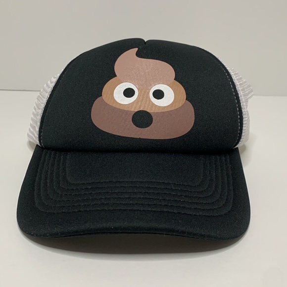 Black and White Trucker Hat with 💩 Emoji 🆕 - Picture 4 of 15